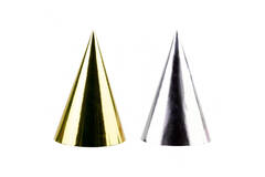 4 Party Cone Hats Golden Wishes Paper Height 15.5 cm
