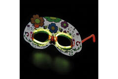 Glow Stick Mask White Floral Plastic 19 x 11 cm