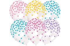 6 Latex Balloons Heart Confetti Pastel assorted 27.5 cm / 11
