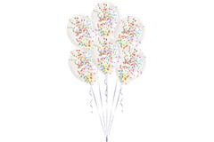 6 Latex Balloons Clear Confetti Filled assorted (1 g per Ballon) 27.5 cm / 11"