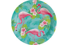 8 Plates Flamingo Paradise Round Papier 23 cm