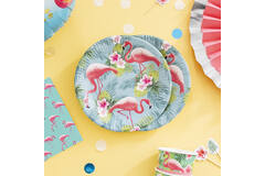 8 Plates Flamingo Paradise Round Papier 23 cm