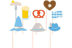 Photo Booth Kit Bierfest Paper / Wood 10 Pieces 28.5 x 15.3 cm