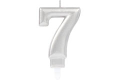 Number Candle 7 Sparkling Celebrations with Holder Silver Wax / Plastic Height 9.3 cm
