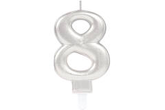 Number Candle 8 Sparkling Celebrations with Holder Silver Wax / Plastic Height 9.3 cm