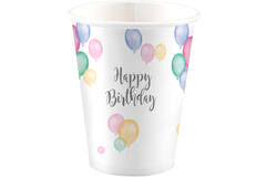 8 Cups Happy Birthday Pastel Paper 250 ml
