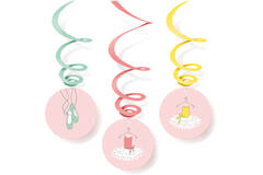6 Swirl Decorations Little Dancer Foil / Paper 80 cm