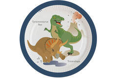 8 Plates Happy Dinosaur Round Paper 23 cm