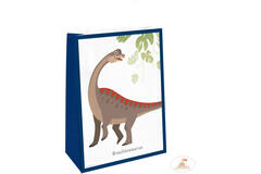 4 Paper Bags with Stickers Happy Dinosaur 14.7 x 21 cm