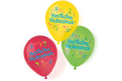 6 Latex Balloons Herzlichen Glückwunsch 27.5 cm / 11"