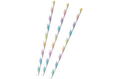 12 Drinking Straws Pastel Rainbow Paper 19.7 cm