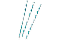 12 Drinking Straws Aqua Glamor Paper 19.7 cm