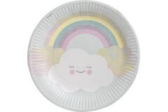8 Plates Rainbow & Cloud Round Paper 23 cm