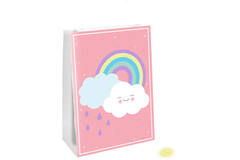 4 Paper Bags with Stickers Rainbow & Cloud 14.7 x 21 cm