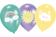6 Latex Balloons Rainbow & Cloud 27.5 cm / 11"