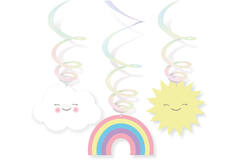 6 Swirl Decorations Rainbow & Cloud Foil 80 / Paper cm