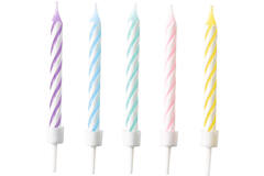 10 Spiral Candles Pastel Rainbow Height 6.3 cm