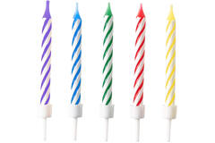 10 Spiral Candles Bright Rainbow Height 6.3 cm