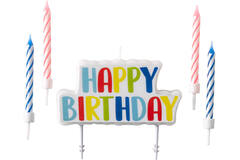 Set of Candles Happy Birthday 5 Pieces Height 6.5 / 6.3 cm