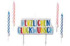 Set of Candles Herzlichen Glückwunsch 5 Pieces Height 6 / 6.3 cm