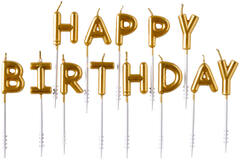 13 Letter Candles Happy Birthday Gold Height 7.3 cm
