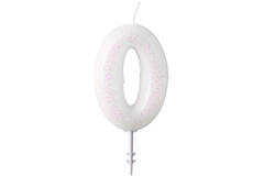 Numeral Candle 0 Glitter Height 6.5 cm