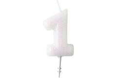 Numeral Candle 1 Glitter Height 6.5 cm