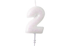 Numeral Candle 2 Glitter Height 6.5 cm