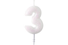 Numeral Candle 3 Glitter Height 6.5 cm