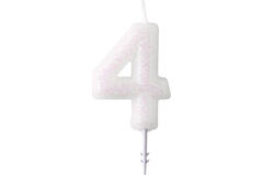 Numeral Candle 4 Glitter Height 6.5 cm