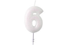 Numeral Candle 6 Glitter Height 6.5 cm