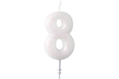Numeral Candle 8 Glitter Height 6.5 cm