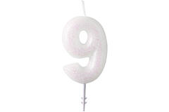 Numeral Candle 9 Glitter Height 6.5 cm