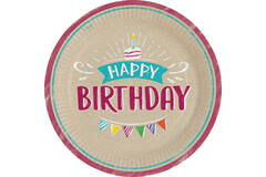 8 Plates My Birthday Party Round Papier 23 cm