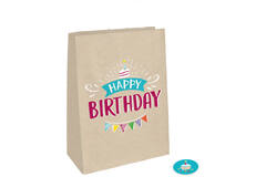 4 Paper Bags with Stickers My Birthday Party 14.7 x 21 cm