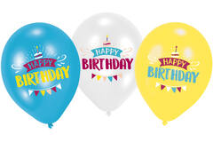 6 Latex Balloons My Birthday Party 27.5 / 11"