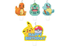 4 Mini Character Candles Pokemon Height 5.5 / 7.8 cm