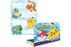8 Invitations & Envelopes Pokemon Paper 16 x 21.5 cm