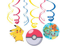 6 Swirl Decorations Pokemon Foil / Paper 61 cm