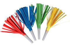 4 Blowouts with Fringes Plastic / Paper 16.5 cm