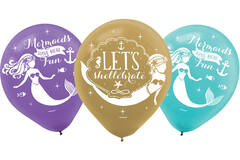 6 Latex Balloons Mermaid Wishes 27.5 cm / 11"