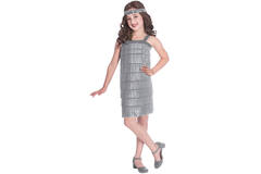 Children's Costume Silver Flapper Dress 6-8 yrs