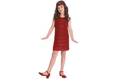 Children's Costume Red Flapper Dress 6-8 yrs