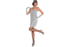 Adult Costume Silver Flapper Dress  Size S