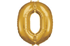 Large Number 0 Gold Foil Balloon N34 Packaged 86 cm x 70 cm