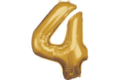 Large Number 4 Gold Foil Balloon N34 Packaged 93 cm x 65 cm
