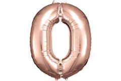 Large Number 0 Rose Gold Foil Balloon N34 Packaged 86 cm x 70 cm