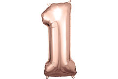 Large Number 1 Rose Gold Foil Balloon N34 Packaged 88 cm x 38 cm
