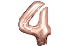 Large Number 4 Rose Gold Foil Balloon N34 Packaged 93 cm x 65 cm