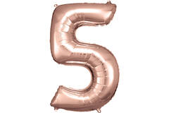 Large Number 5 Rose Gold Foil Balloon N34 Packaged 92 cm x 57 cm